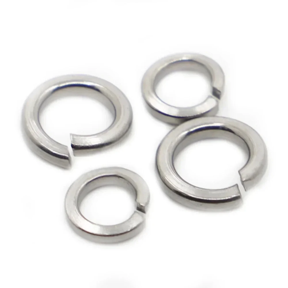 GB93 Standard 304 Stainless Steel Spring Split Lock Washers A2-70 Elastic Anti-Vibration Washer M1.6 M2 M2.5 M3 M4 M5 M6 M8 M10