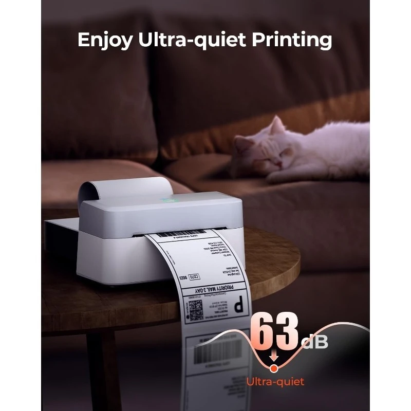طابعة ملصقات حرارية بلوتوث RW403B، طابعة ملصقات شحن لاسلكية 4x6 للشركات الصغيرة، متوافقة مع Android