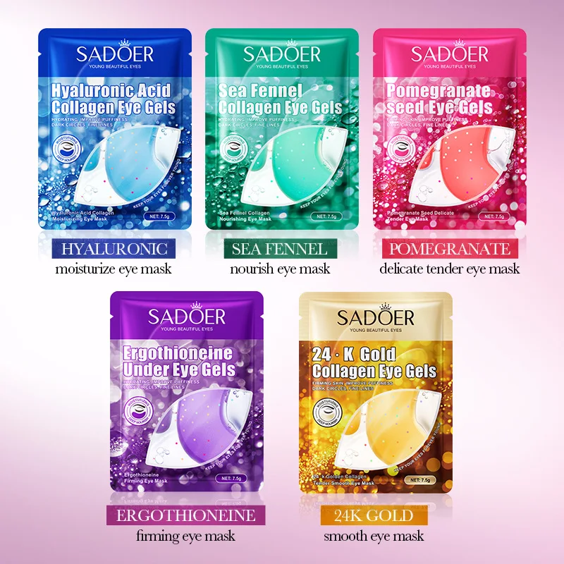 SADOER 24K Gold Collagen Crystal Eye Mask Eye Patches Hyaluronic Acid Pomegranate Firming Moisturizing Nourishing Eye Skin Care