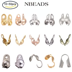 10-50PC Stainless Steel Ends Open Clamshell Knot Covers Fold-Over Bead Tips for Knots Crimp Findings Jewelry Making