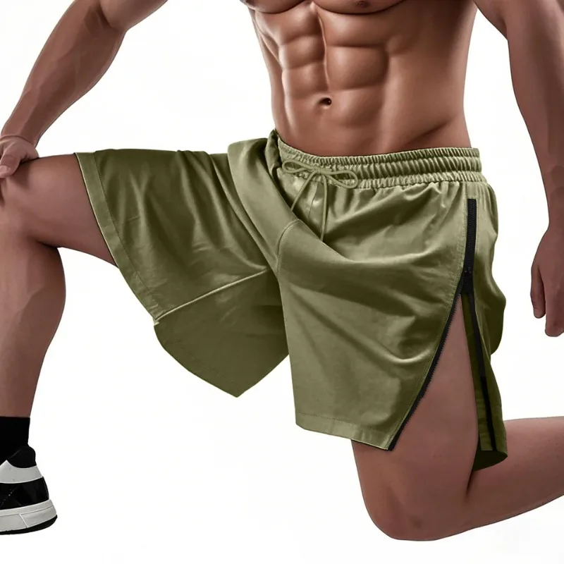 2025 New Men's Summer Casual Shorts with Side Zipper - Lightweight Quick-Dry Beachwear 5-Inch Mid-Length Swim Trunks