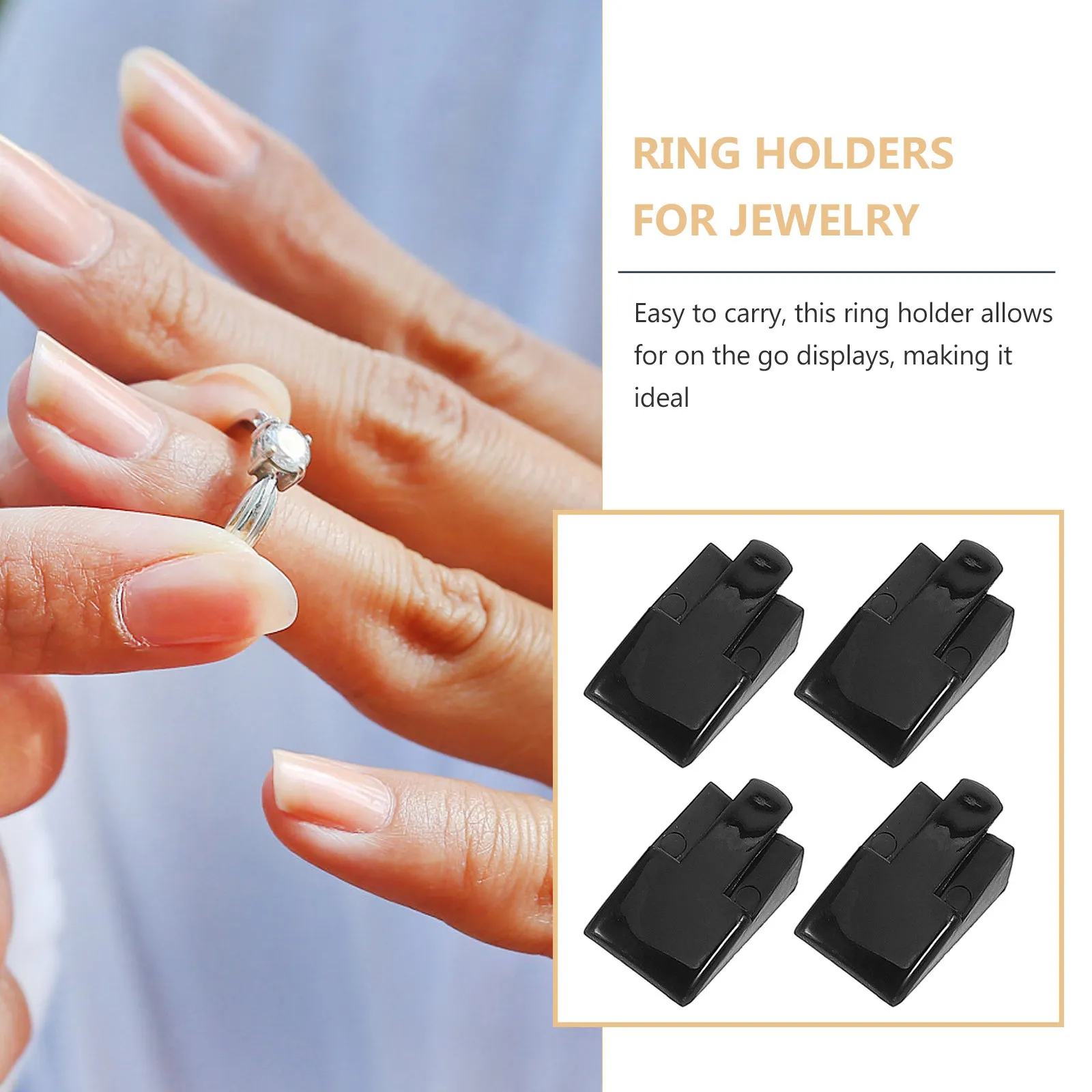 20Pcs Compact Plastic Ring Holder Modern Jewelry Display Stand for Vendors Rings Organizer Counter Showcase Ring Display Tray