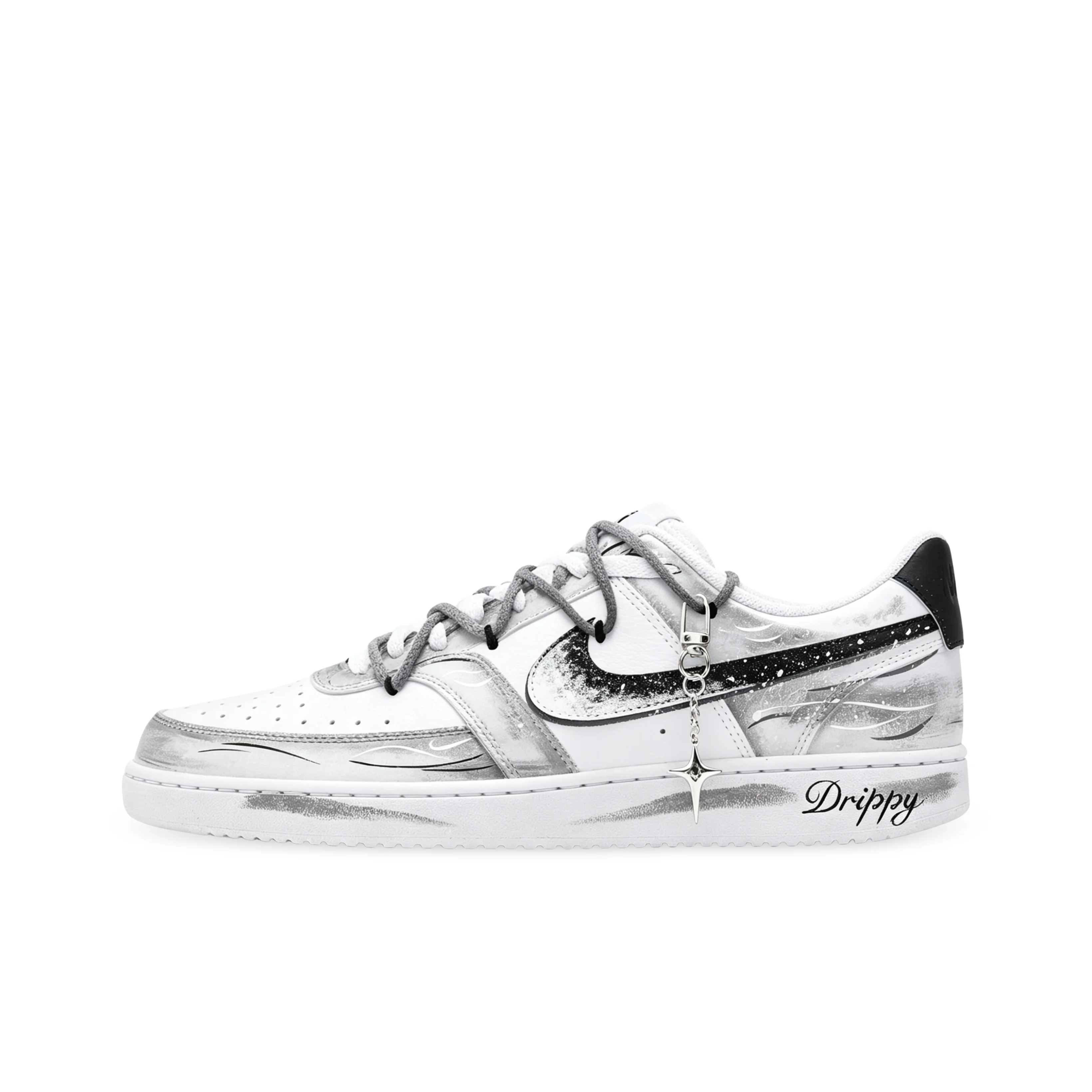 Nike Court Vision 1 Skateboard Shoes Unisex Low Top Black/White/Gray