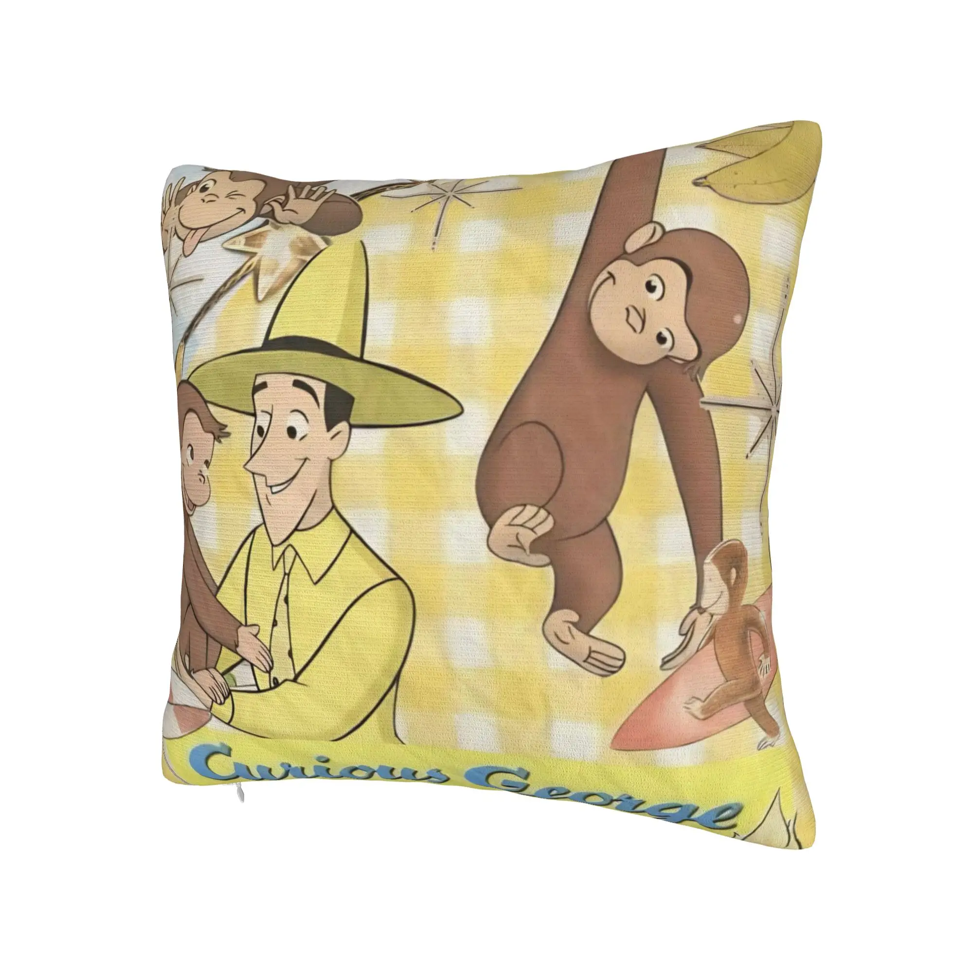 Decorative Pillow Cover Curious George African Monkey  Merchandise Home  Throw Pillow Case Cover Square Style Multi Size