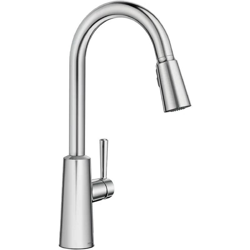 Riley Chrome One-Handle Pulldown Kitchen Faucet Featuring Power Boost for a Faster Clean and Reflex Docking System