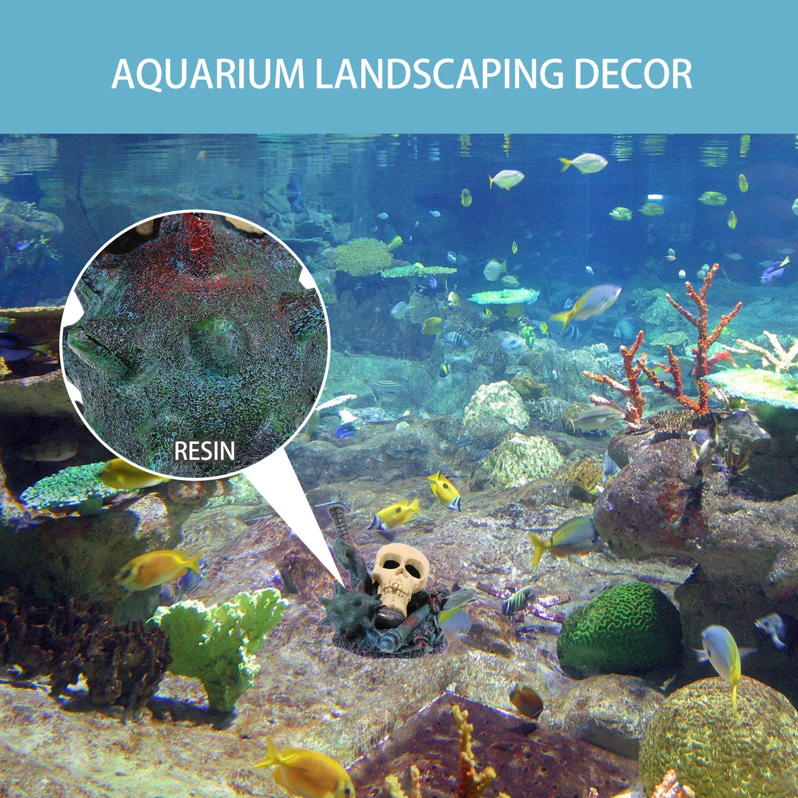 

1Pcs Aquarium Resin Skull Decor Realistic Fish Tank Landscape Durable Skull Sculpture Fish Hiding Place Aquarium Decoration