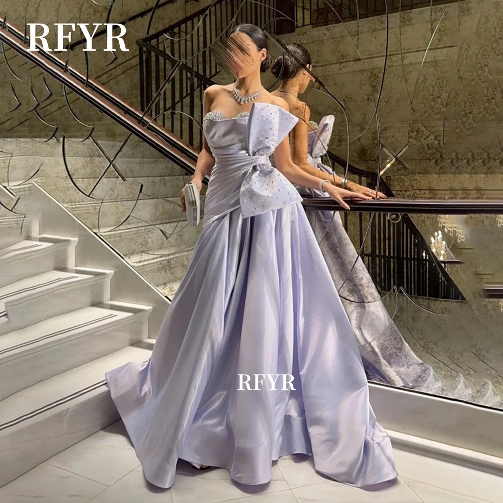 

RFYR Lavender Evening Dress with Pleats Party Dress A Line Prom Dress Satin فساتين مناسبة رسمية Customized
