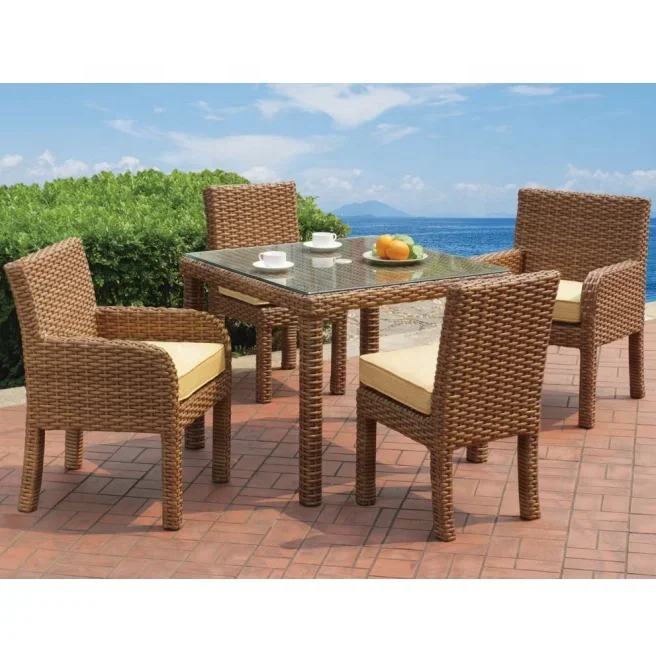 Bamboo Cane Furniture Bistro Chair Rattan Dining Table And Chairs Set