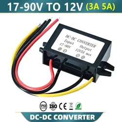 15-100V to 12V 1-5A Step Down DC DC Converter Voltage Regulator for Golf Cart Club Car Audio LED Strip Light