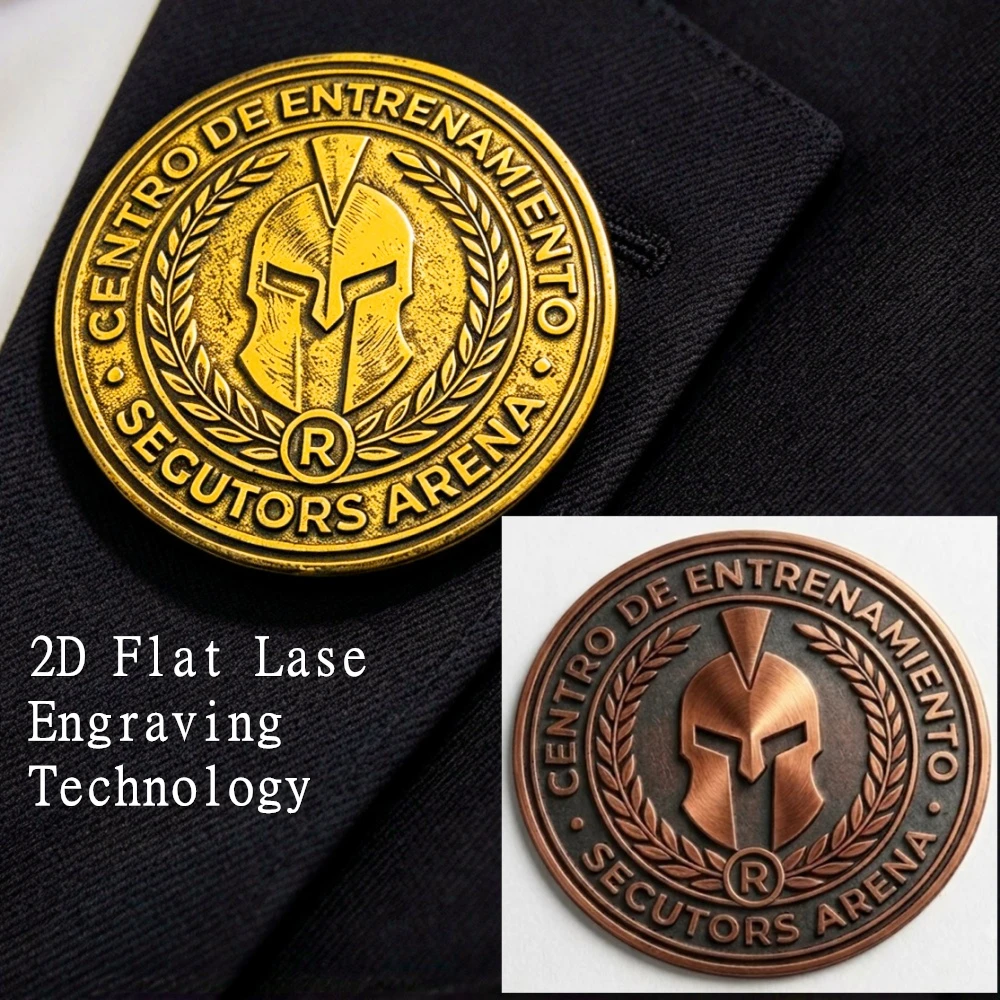 Customized Carving Round Brooch for Men, Personalized Company Logo Employee Badge, Stainless Steel Round Drawing Custom Badge