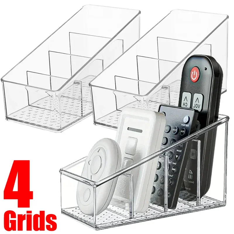 4Grids Desktop Organizer Remote Control Phone And TV Holder Desk Storage Box Jewelry Cosmetics Brush Storage Holder Organization