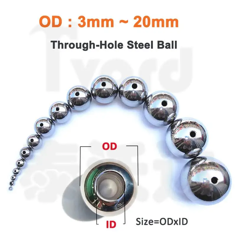

Solid Stainless Steel Ball Through-Hole Outer Dia 3mm-20mm Bore Dia 1.1mm-5mm Drilling Steel Ball Machinery Hardware Accessories