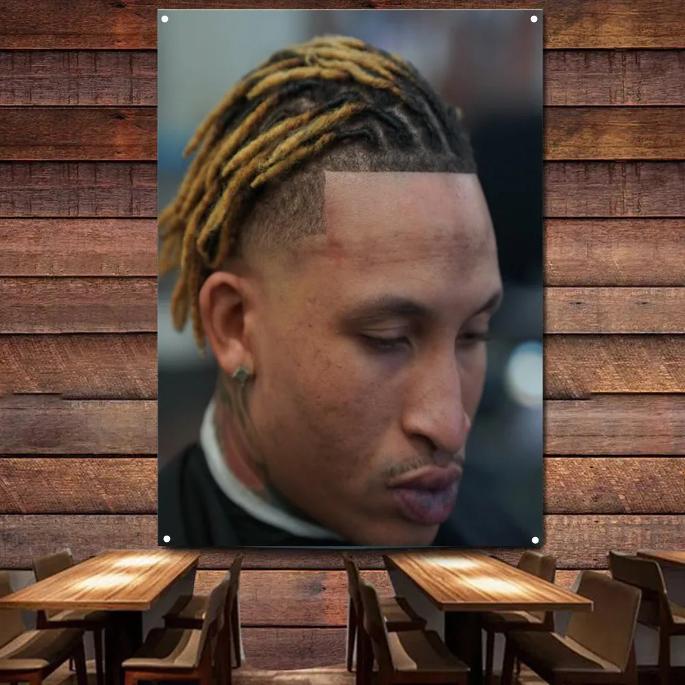 

Black men's dreadlocks hairstyle Posters & Print Flag Polyester Digital Printing Hairstyling Barber Shop Wall Decor Art Tapestry