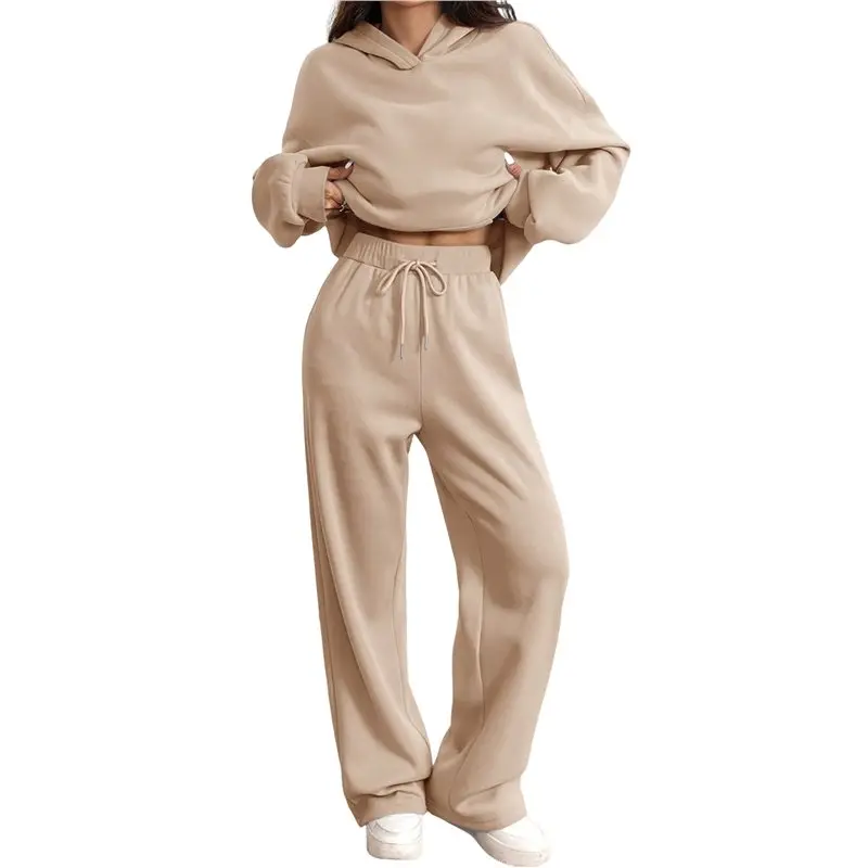 ABRT-2 Piece Sets For Women Sweatsuits Casual Hoodie Jacket Wide Leg Sweatpants Fall Outfits Lounge Sets