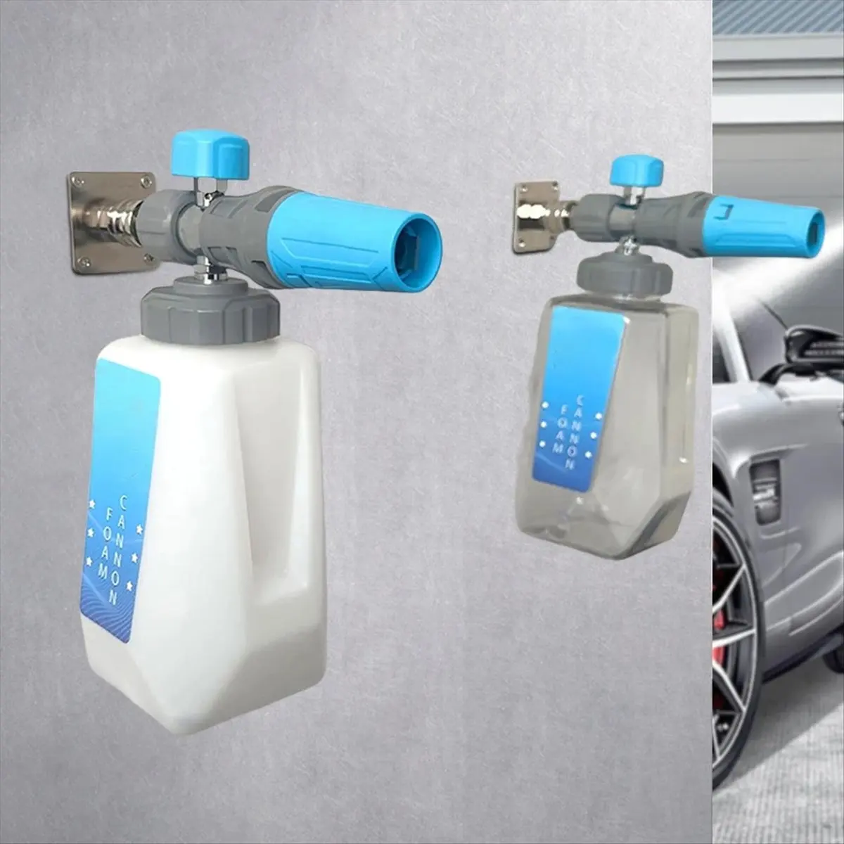 (BABQ) Wall Mountable Foam Cannon Nozzle Holder with Stainless Steel Quick Connector 1/4 Quick Connector Storage Rack