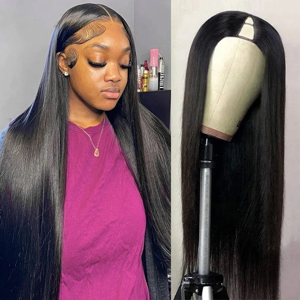 Glueless V Part Wig Human Hair Straight Brazilian Human Hair Wigs For Black Women Human Hair Wig Full Head Clip In Half Wigs