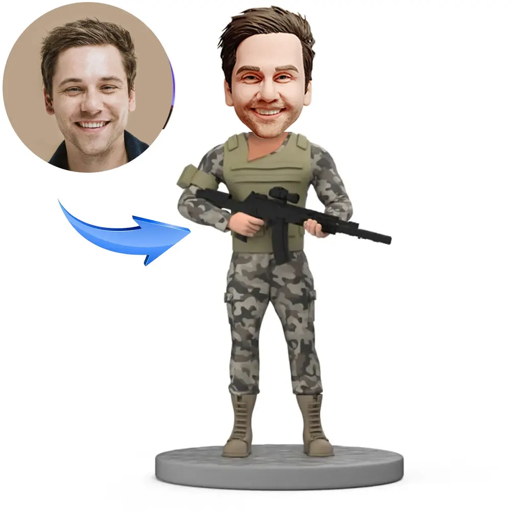 

Custom Military Bobblehead Special Forces With a GunHandmade Sculpture Bobblehead for Boyfriend Home Bedroom Office Decor Indoor