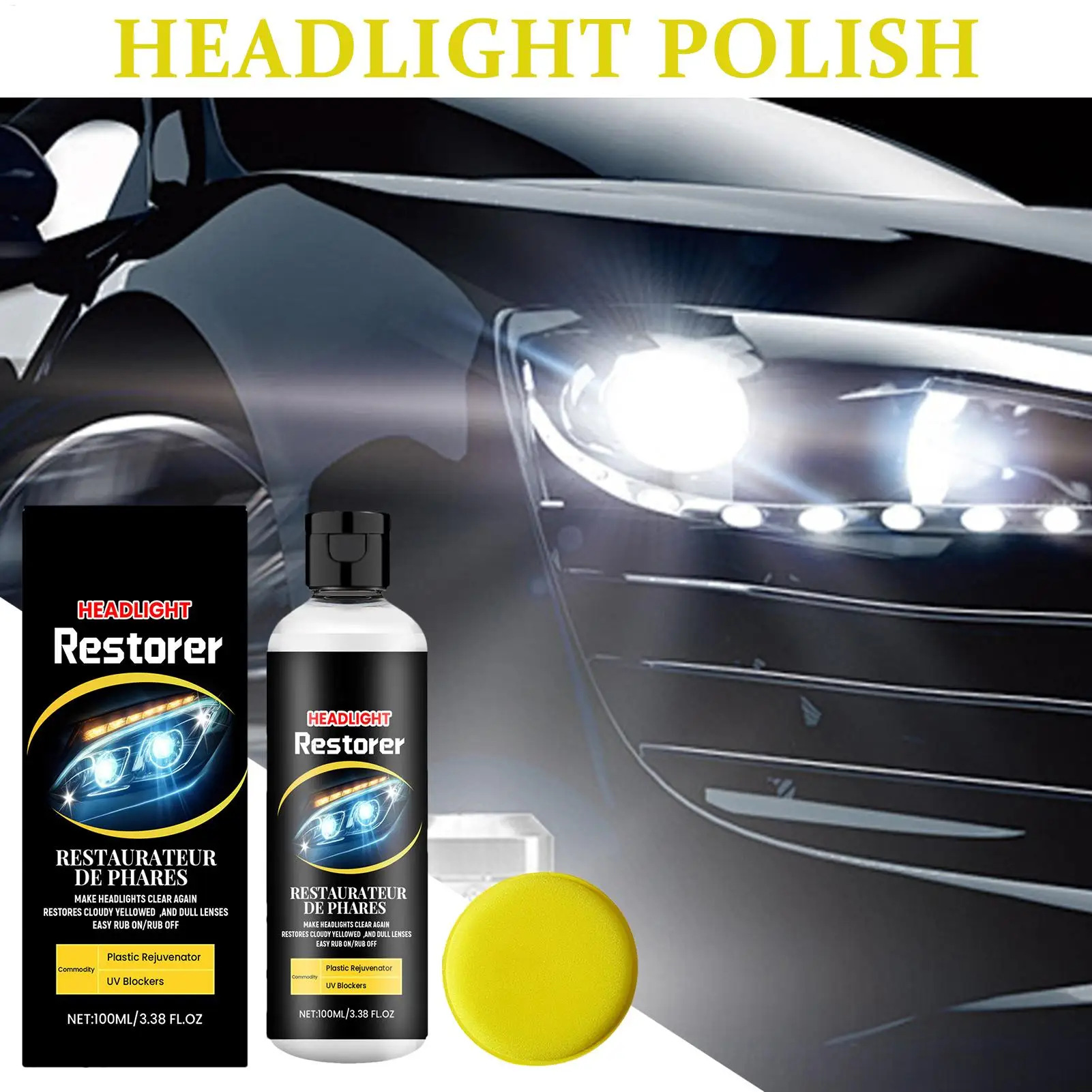 Чистящее средство для фар 100 мл, средство для восстановления автомобильных фар, долговечная защита, восстановление для чистки фар