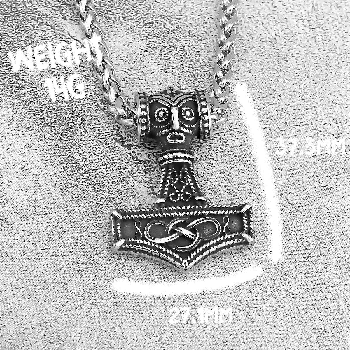 Titanium Stainless Steel Thor\'s Hammer Viking Necklace Nordic Religious Retro Amulet Fashion Pendant Popular Jewelry Accessories