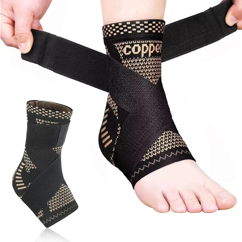 1 Pcs Ankle Brace Compression Sleeve, Adjustable Ankle Support Strap for Sprained, Plantar Fasciitis, Injury Recovery, Running