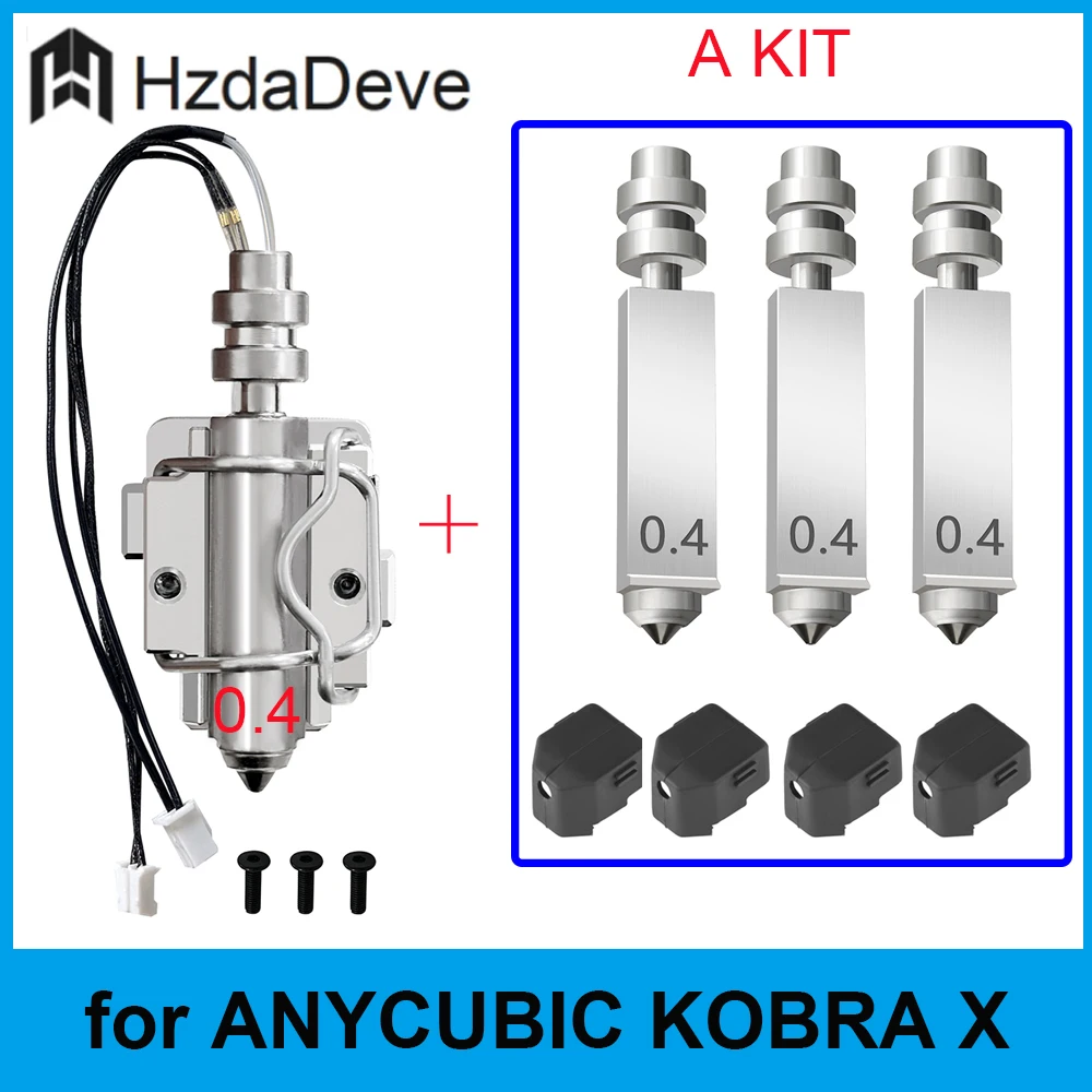 

HzdaDeve Heating Assembly Kit and 0.25 0.4 0.6 0.8MM Integrated Hardened Steel Nozzles for Kobra X Combo High Speed Nozzle