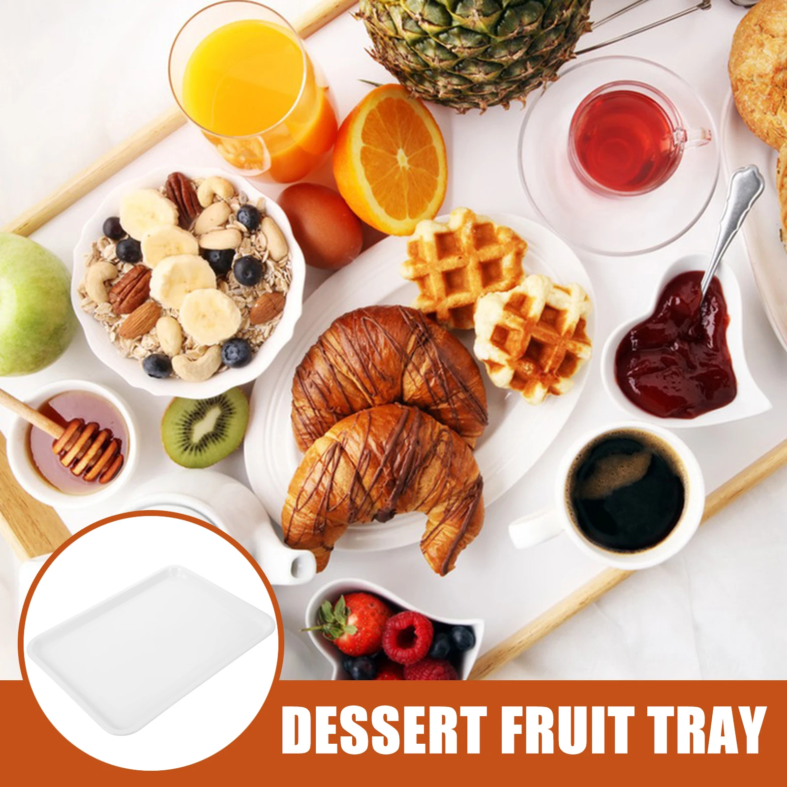 

2Pcs Reusable Plastic Trays 38 3cmx29cm Rectangular Serving Tray for Kitchen Party Storage ganization Fruit Snack Cake