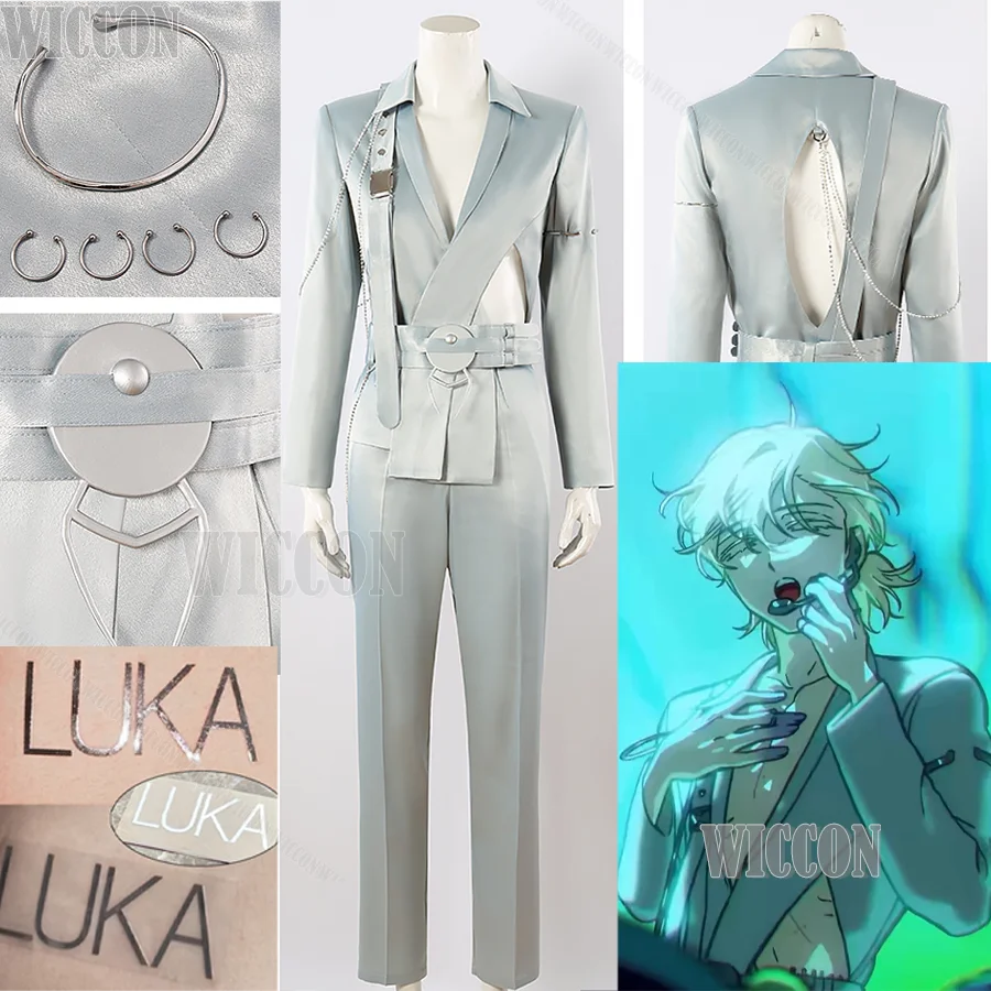 Luka Anime Alien Stage R7 Blink Gone Cosplay Costume Blue Suit Props Idol Set Tattoo Sticker Men Holloween Roleplay Customized