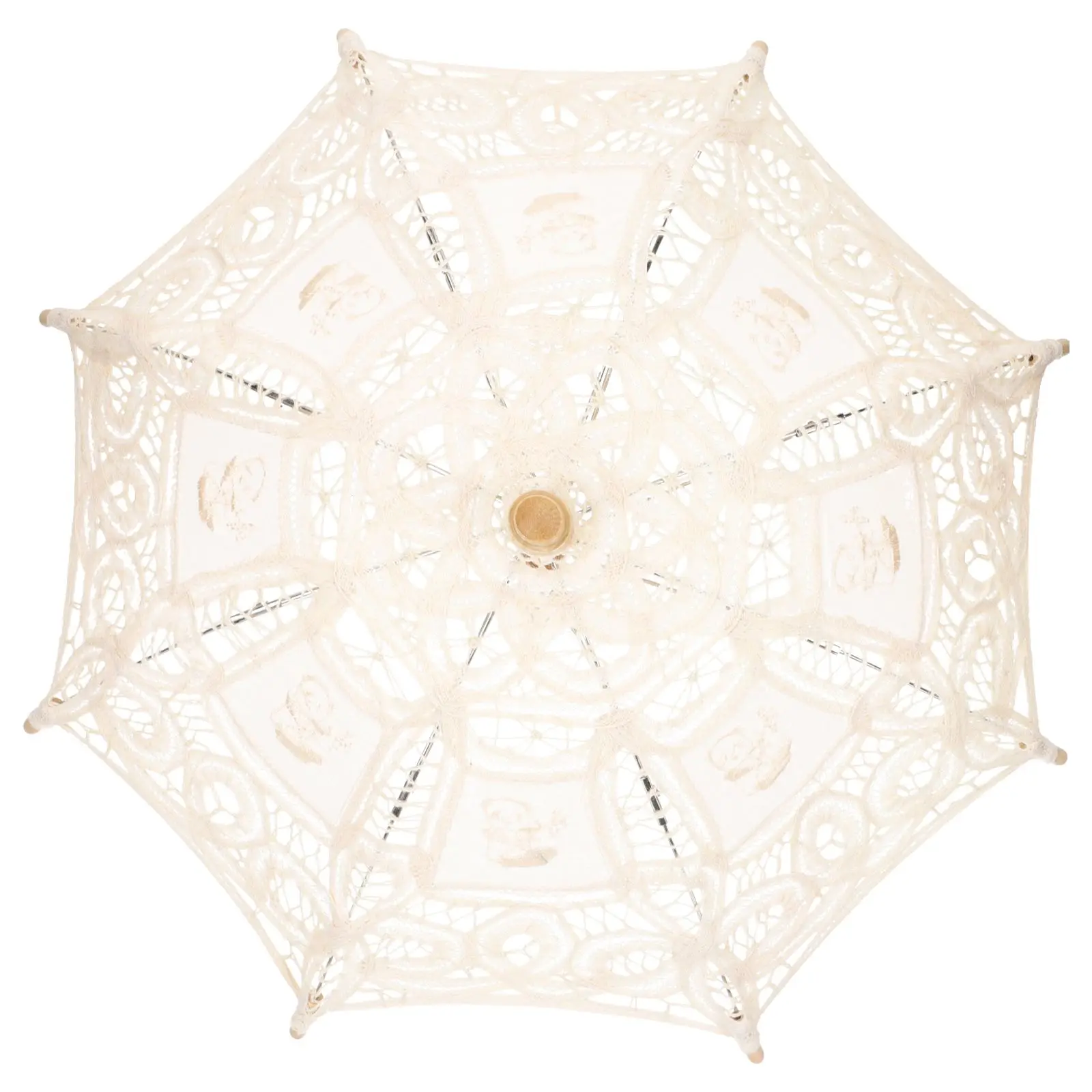 

Children's Wooden Handle Umbrella Cotton Lace Embroidery Parasol Vintage Decorative Girls Kids Wedding Photo Prop