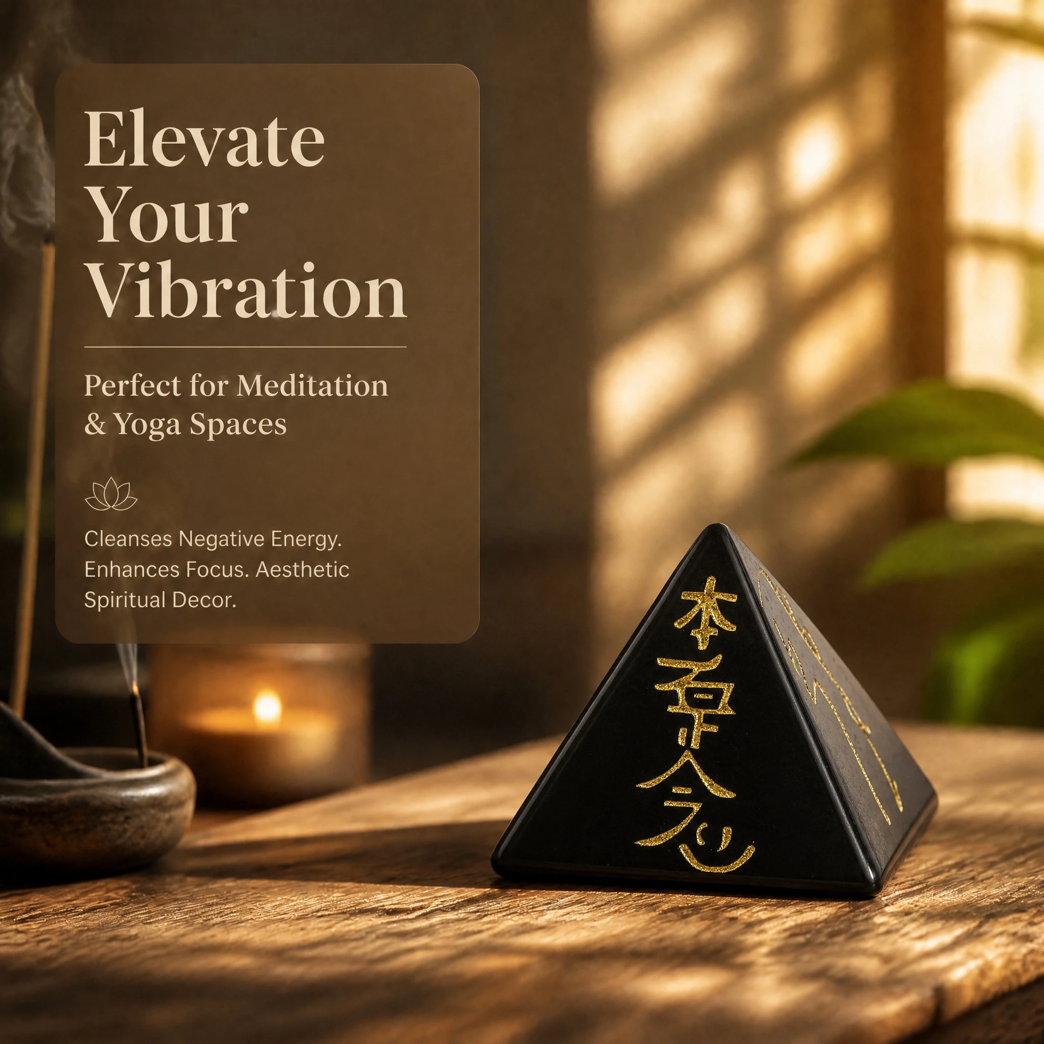 Natural Stone Reiki Symbol Pyramid Ornament Engraved Japan 4 Element Rune Piramide Decor Heal Crystal Energy Stone Yoga Jewelry
