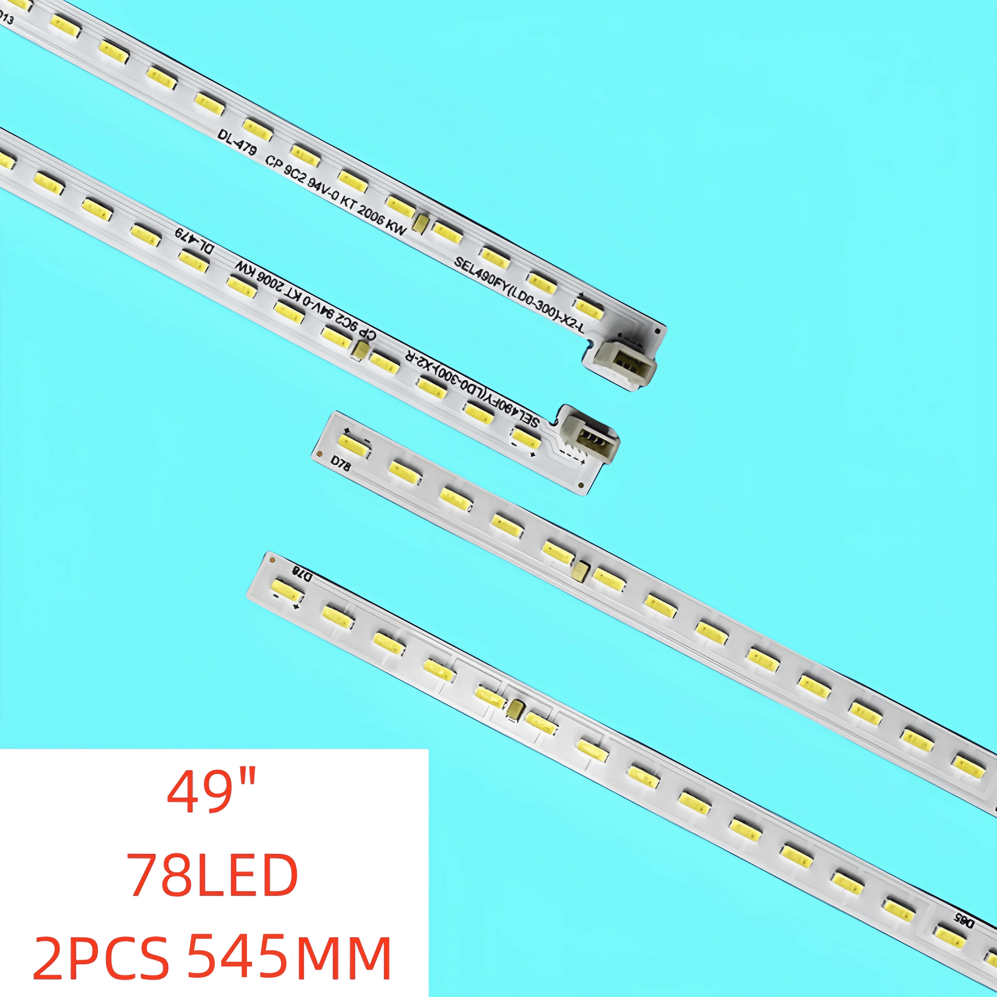 

2pcs/set New LED Backlight Strip for Skyworth 49E510E 7710-649000-R L000 SEL490FY(LD0-300)-X2-L/R 545MM