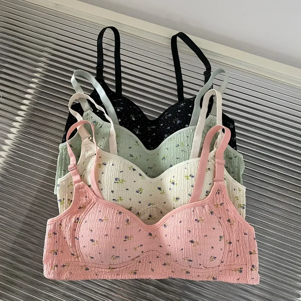 

New Sexy Floral Bra for Girls Sweet Floral Print Seamless Underwear Traceless Breathable Thin Bra Without Underwire Women