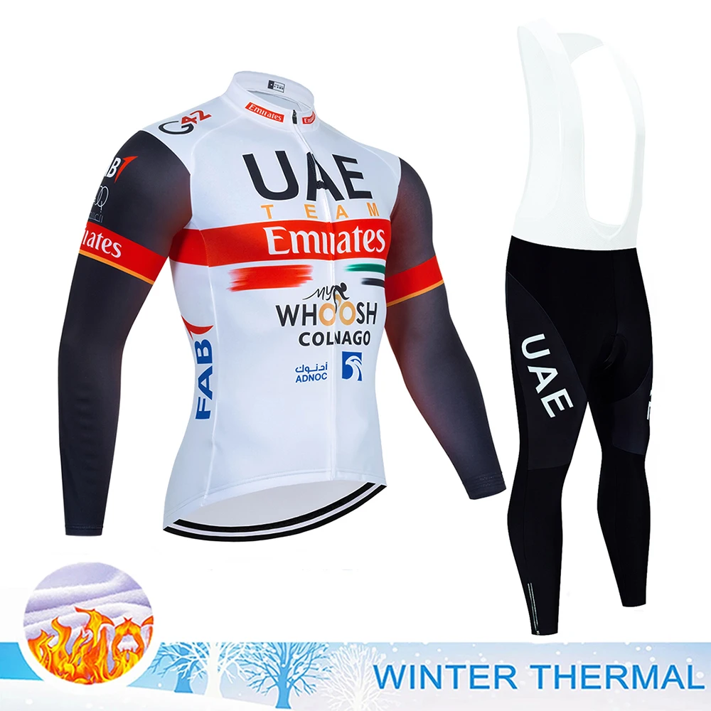 UAE Cycling Sets for Men Winter Cycling Set Man Mtb Clothing Men Bicycle Clothing Men's Winter Riding Suit Road Bikes Bib Shorts