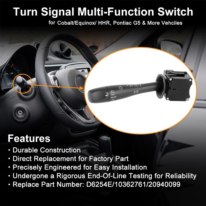 Turn Signal Dimmer Directional Switch Lever for Chevy Cobalt Equinox HHR Pontiac G5 Solstice Torrent D6254E 10362761