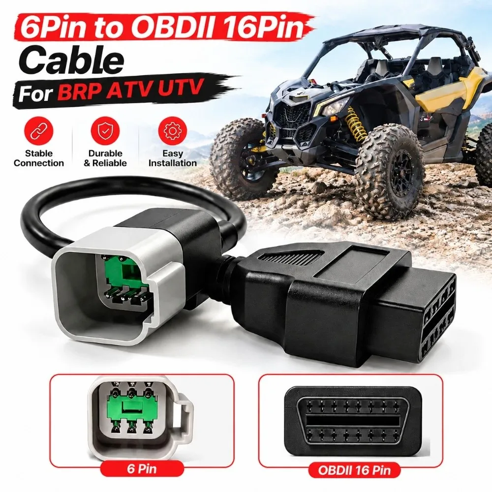Convenient 6 Pin to 16 Pin Diagnostic Cable OBD2 Black Extension Cable Adapter OBD2 Adapter Cable