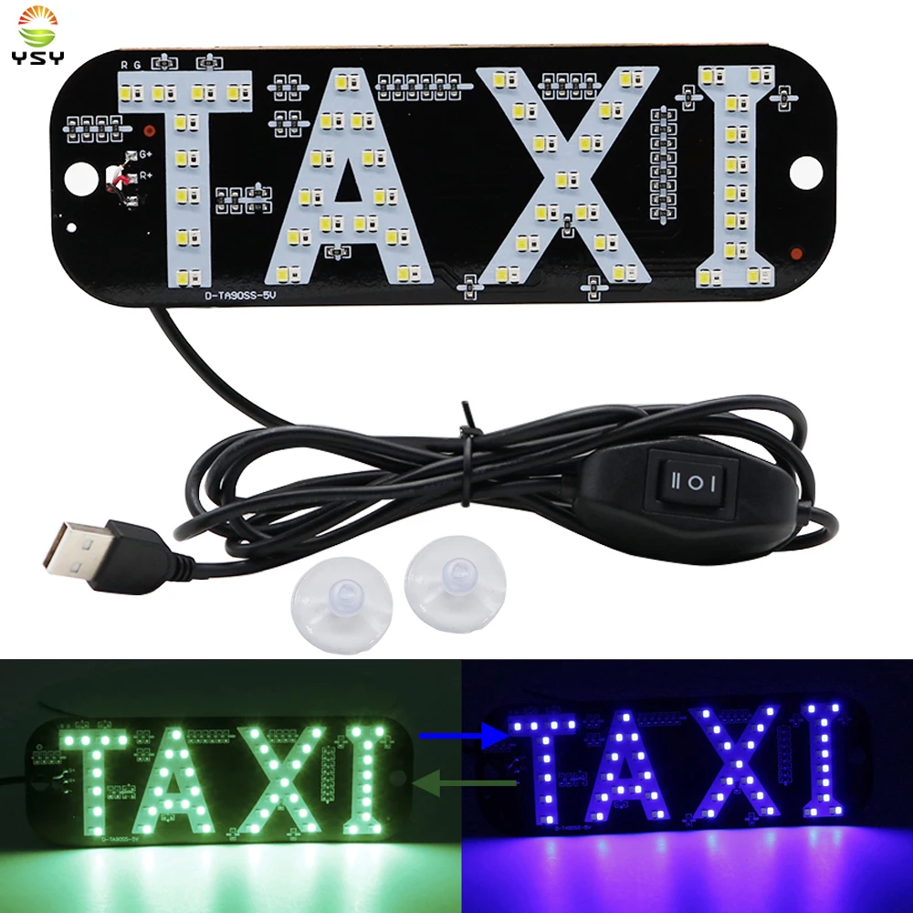 

1PCS USB Taxi sign Led Car Windscreen Cab indicator Lamp White/Blue Red/Green Dual color Taxi Light 5-6V