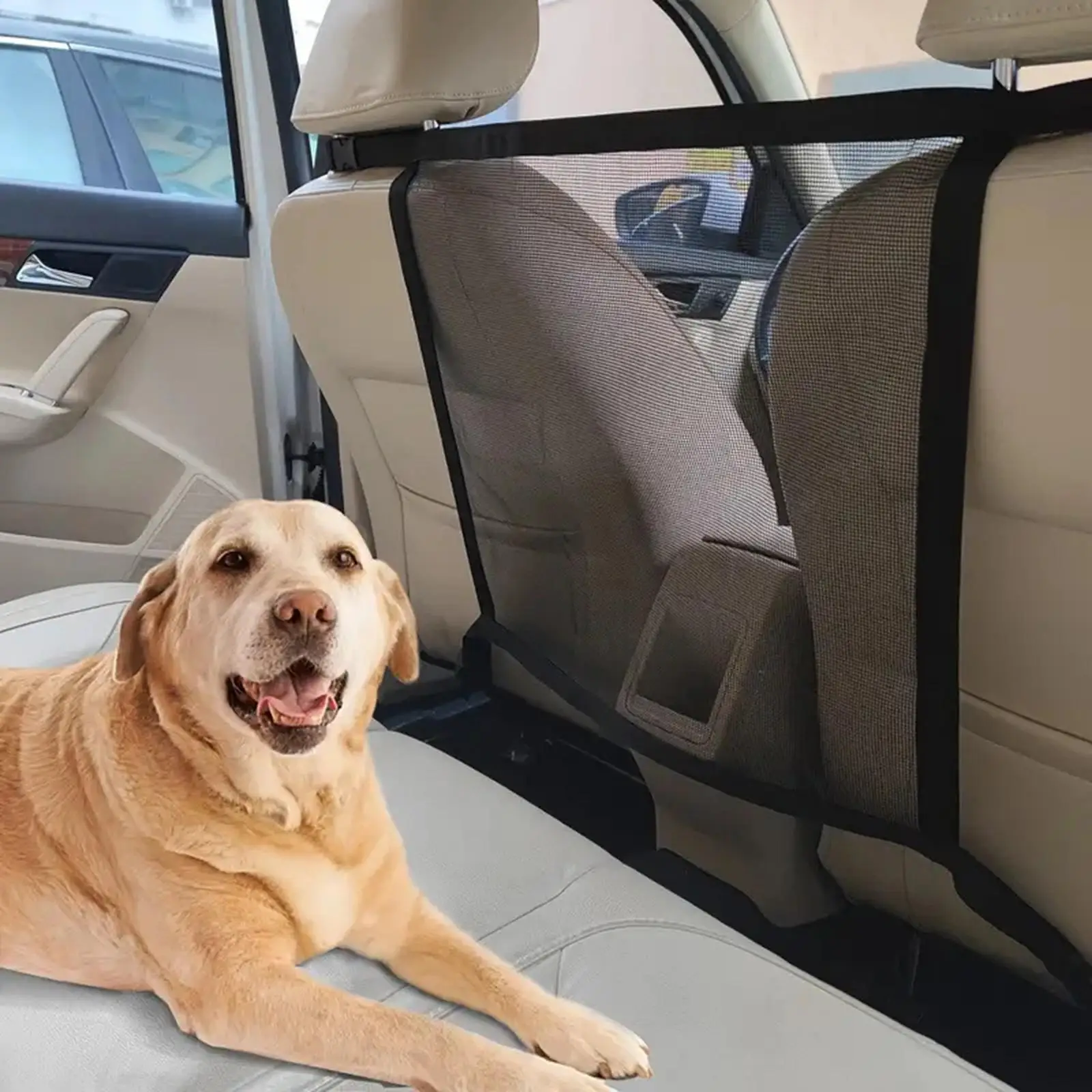Pet Barrier Easy to Install Pet Car Divider Back Seat Barrier Net Backseat Mesh Pet Barrier Car Dog Barrier Net for Vans Trunk