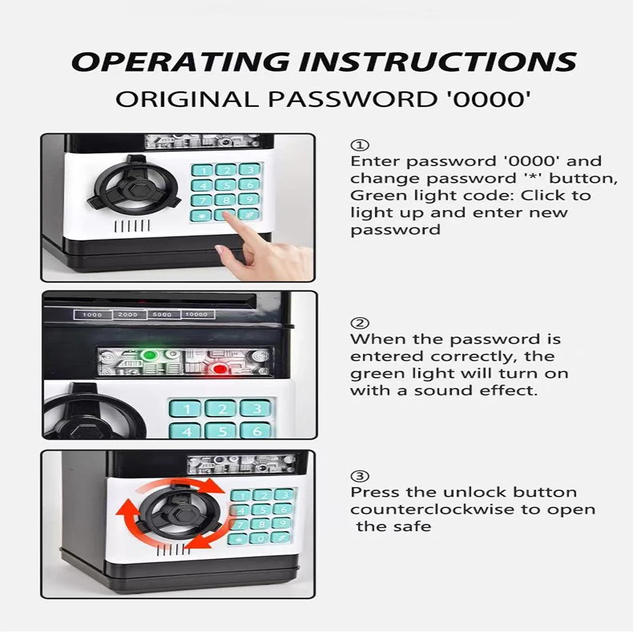 Sparschwein Automatische Mini Safe Münzen Bargeld Sparen Spardose Passwort Zähler Code Schlüssel Schloss Münze Bank ATM Elektronische Kind Geschenk