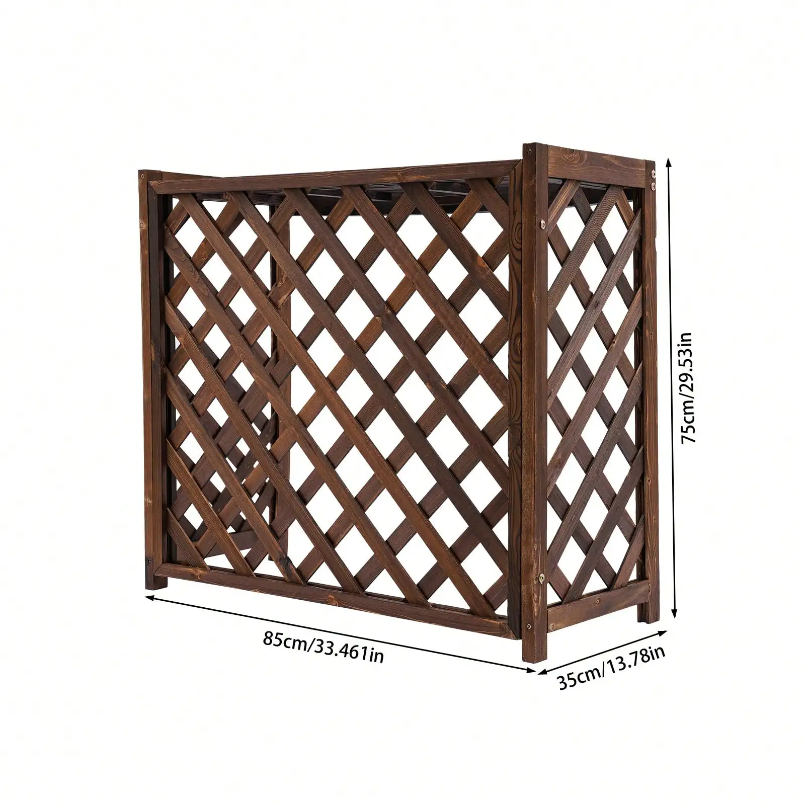 Air Conditioner Fence Screen, Carbonized Preservative Wood Air Conditioner Privacy Screen For Outside To Hide Air Conditioner