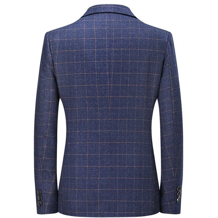 เสื้อเบลเซอร์ผู้ชายแฟชั่นสไตล์ลำลองสำหรับฤดูใบไม้ร่วง ปกพับได้ กระดุมแถวเดียว แขนยาว มีกระเป๋า เสื้อคลุมผู้ชาย