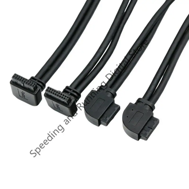 Cotovelo frontal do chassi de alta velocidade, 25cm, 90 graus, 20 pinos, 19 pinos, cabo de extensão, placa-mãe, usb3.0, 20 pinos, macho para fêmea, cabo de dados m/f