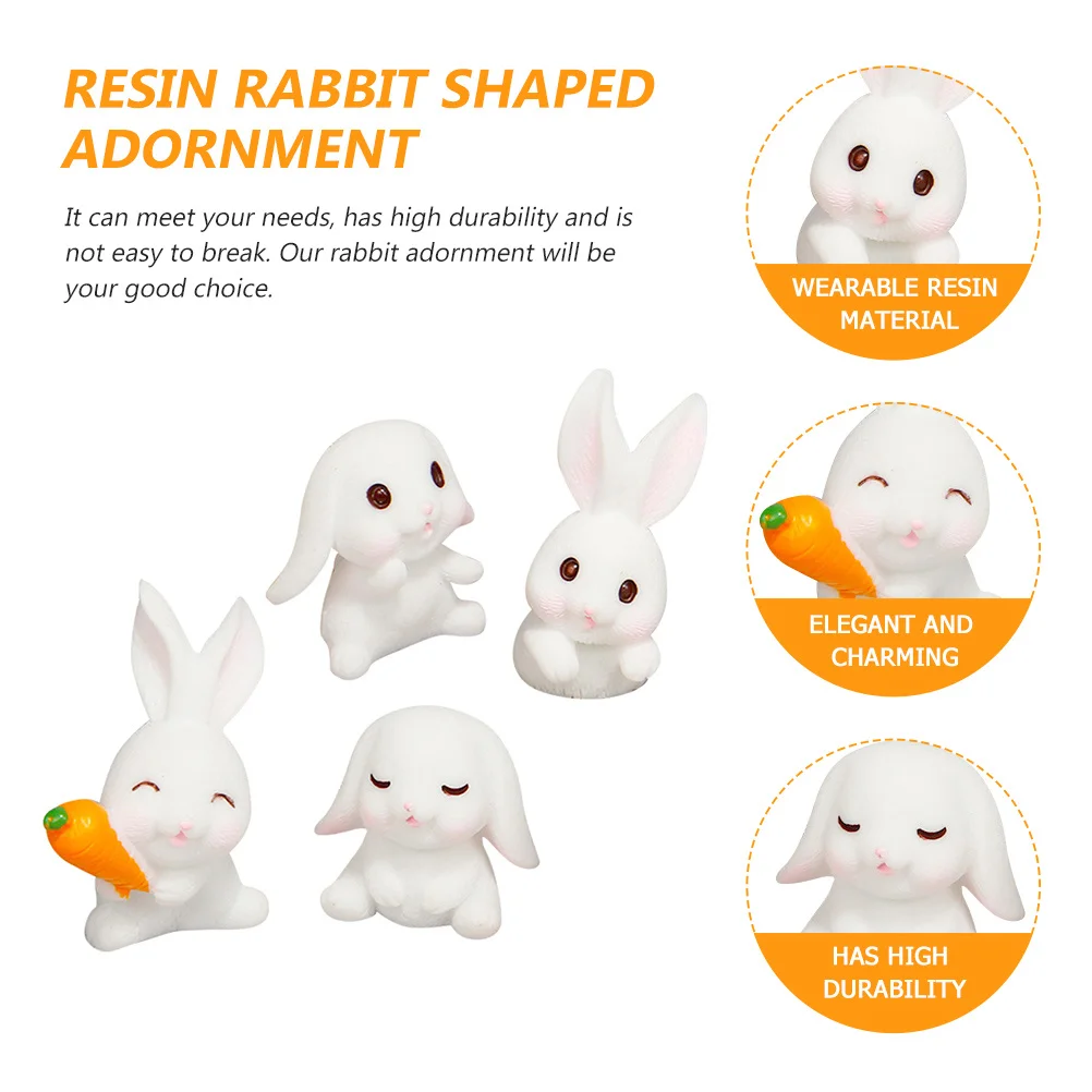 

4Pcs Desktop Rabbit Decor Resin Modern Sculpture for Home Office Interior Decoration Stylish Living Room Accent Piece