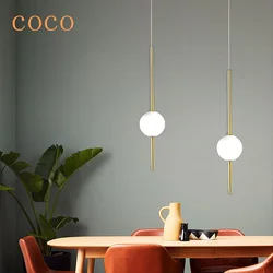Post-modern Simple Glass Ball LED Pendant Lights Dining Room Bedroom Decor Hanging Lamp Restaurant Bar Suspension Chandeliers