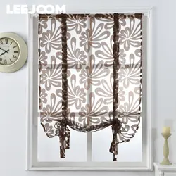 LEEJOOM Short Curtains Modern Kitchen Sheer Valance Rod Pocket Tie Up Roman Door Living Room Tulle Organza