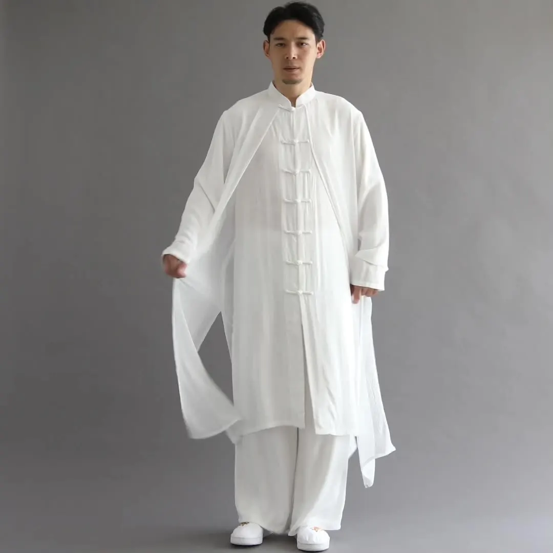 LZJN Men's Chinese Style Cotton Linen Top for Spring  with Seven Buttons, Fake Two Piece, Casual, for Young in Tang Suit Style