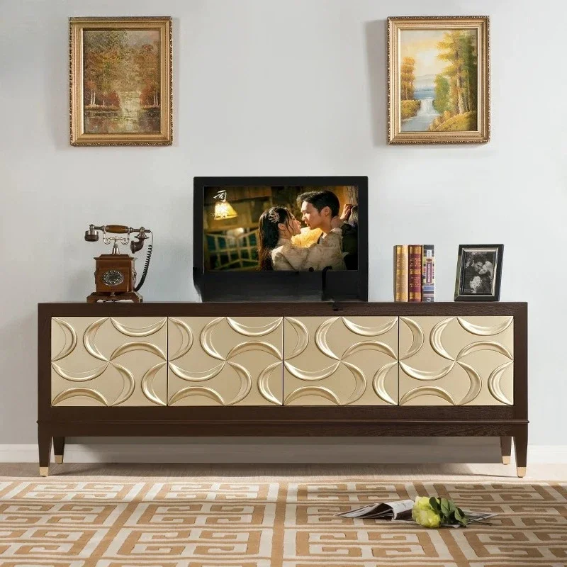 B European TV cabinet coffee table combination simple atmosphere living room three-dimensional engraving audio-visual cabinet