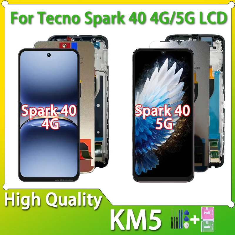 AAA+ For Tecno Spark 40 4G KM5 LCD Display Touch Screen Digitizer Assembly For Tecno Spark40 5G KM8N Display Replacement