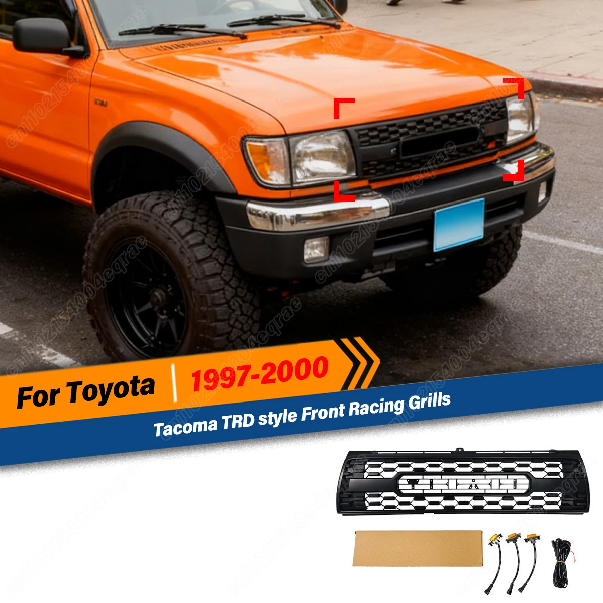 

For Toyota Tacoma 1997 1998 1999 2000 Air Intake Grille with Light Front Grille Bumper Grill Accessories Modification Body Kit
