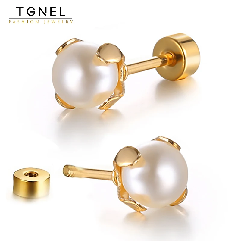 Steel Ear Studs Small Pearl Earrings For Women Simple Exquisite Elegant Earrings Fashion Firm Claws Gold Color Accessories Gifts