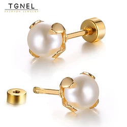 Steel Ear Studs Small Pearl Earrings For Women Simple Exquisite Elegant Earrings Fashion Firm Claws Gold Color Accessories Gifts