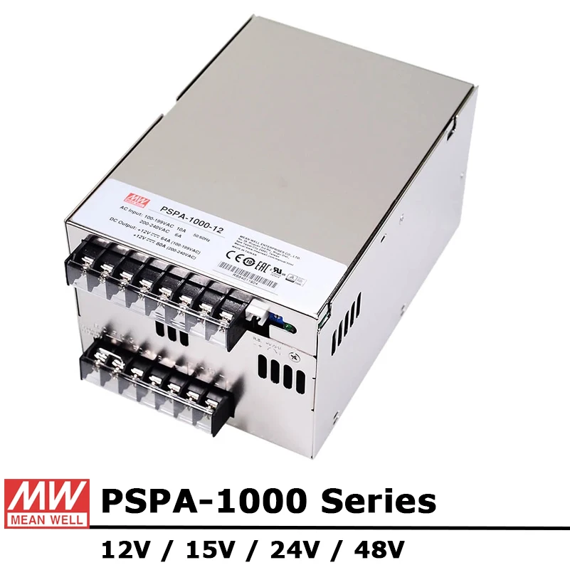 Meanwell PSPA1000 Switching Power Supply 1000W Single Output DC 12V 15V 24V 48V Mean Well MW PSPA-1000